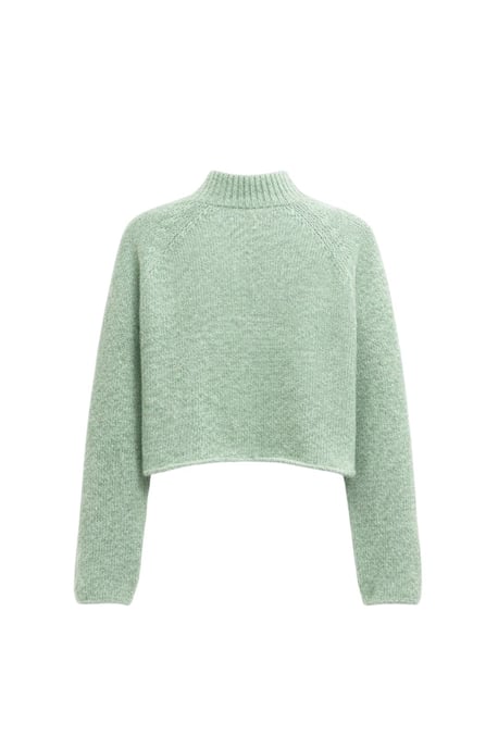 Argyle Pattern Ribbed Half Turtleneck Sweater - Image 4