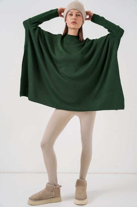 Oversized Half-Turtleneck Long Sleeve Knit Sweater - Image 2