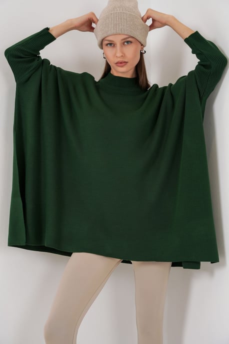 Oversized Half-Turtleneck Long Sleeve Knit Sweater - Image 4