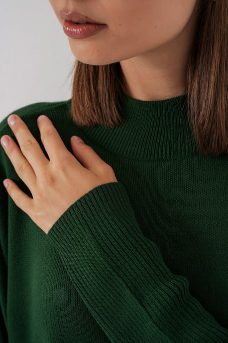 Oversized Half-Turtleneck Long Sleeve Knit Sweater - Image 5