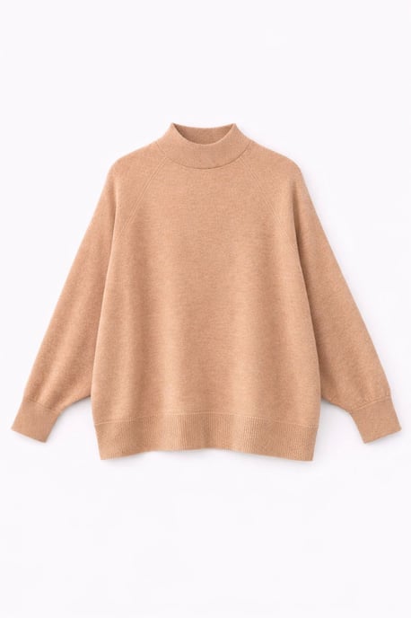 Oversized Ribbed Half Turtleneck Sweater - Image 2