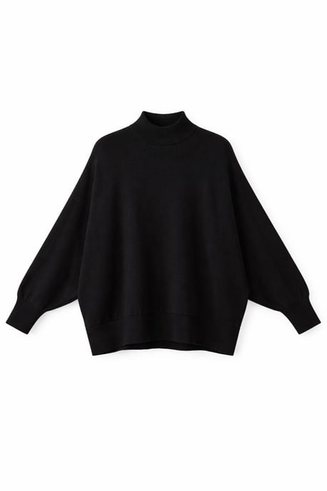 Oversized Ribbed Half Turtleneck Sweater - Image 1