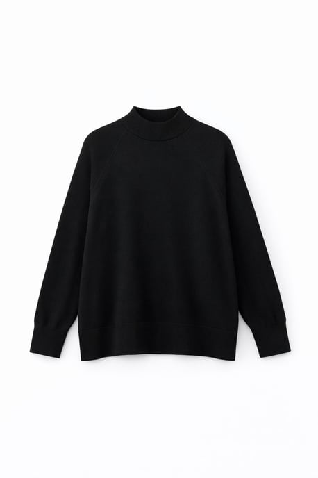 Oversized Ribbed Half Turtleneck Sweater - Image 2