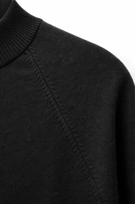 Oversized Ribbed Half Turtleneck Sweater - Image 3