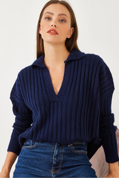 Relaxed Fit V-Neck Sweater - Image 1