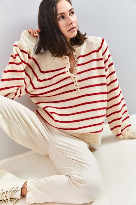 Knitted Sweater met Knopenkraag - Image 1