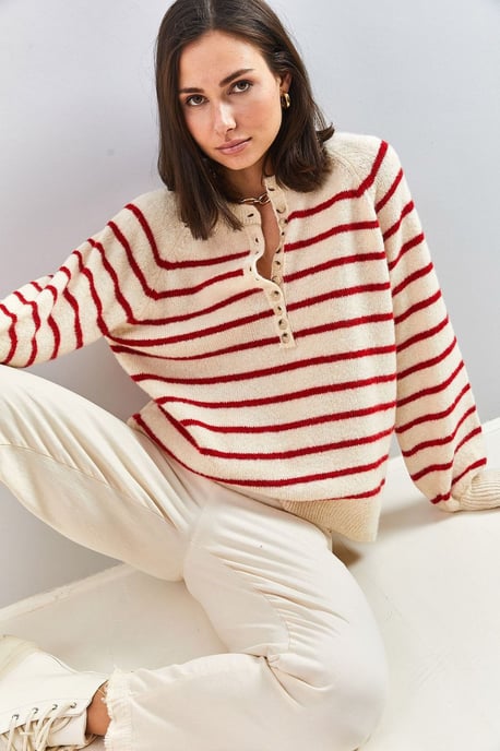 Knitted Sweater met Knopenkraag - Image 2