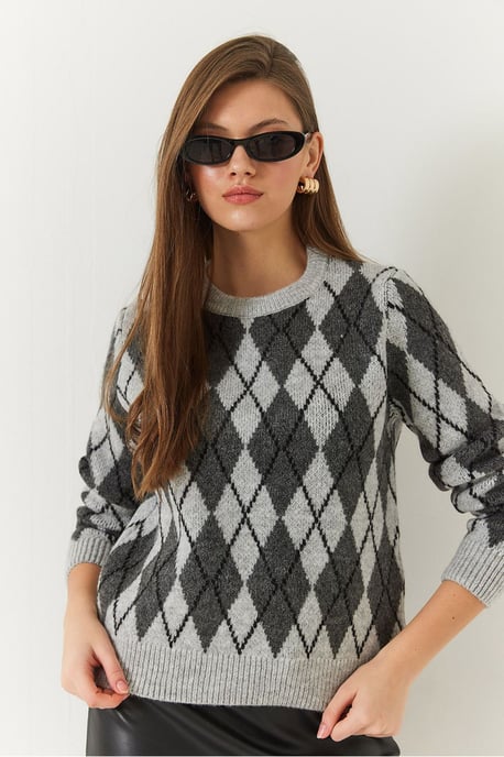Baklava Patroon Crewneck Gebreide Trui - Image 2