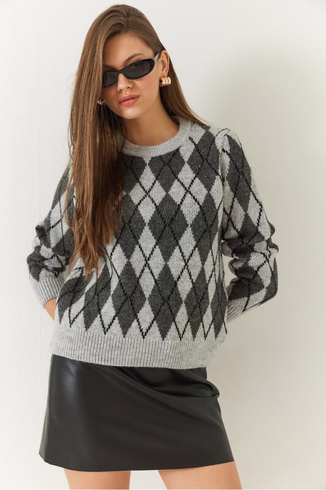 Baklava Patroon Crewneck Gebreide Trui - Image 3