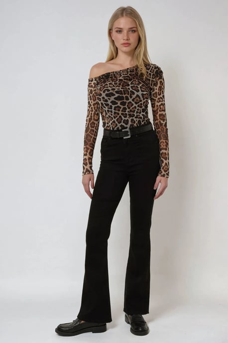 Asymmetrische Kraag Tuele Blouse - Image 4
