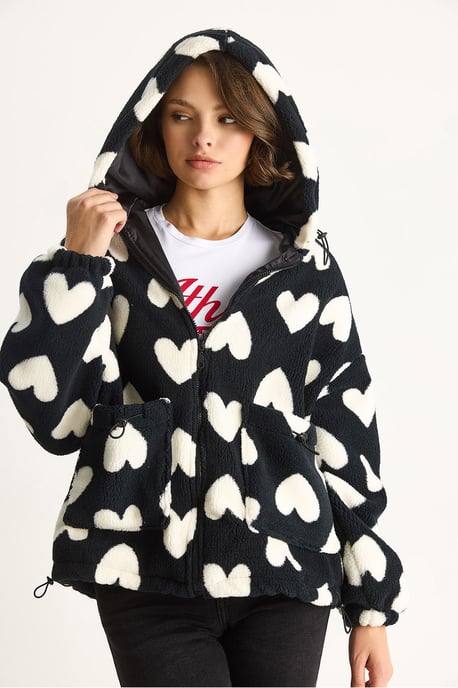 Textured Puffers Down Coat with Faux Fur Collar - Image 2