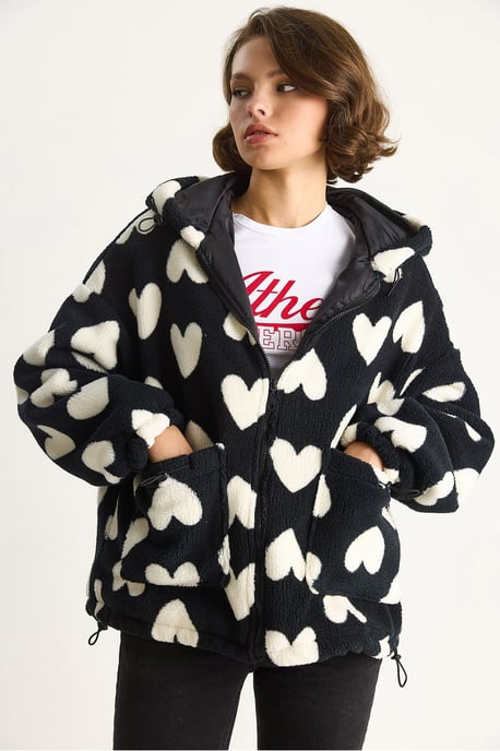 Textured Puffers Down Coat with Faux Fur Collar - Image 4