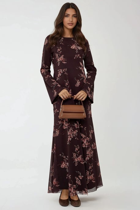 Floral Printed Modest Dress - Image 1