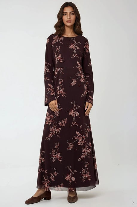 Floral Printed Modest Dress - Image 5