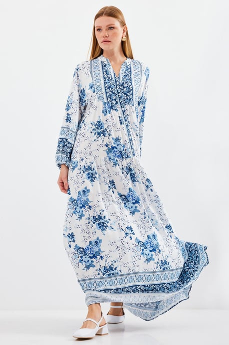 Geprinte V-hals Maxi-jurk - Image 3