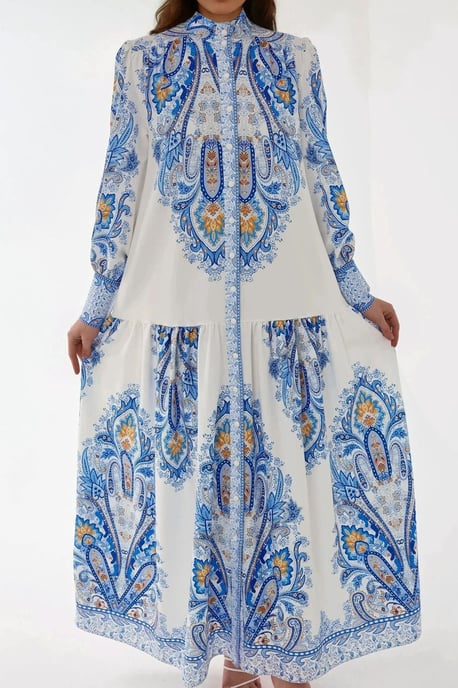 Printed Long Sleeve Maxi Dress - Image 3