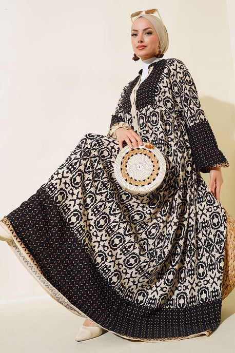 Geprinte V-hals Maxi-jurk - Image 1