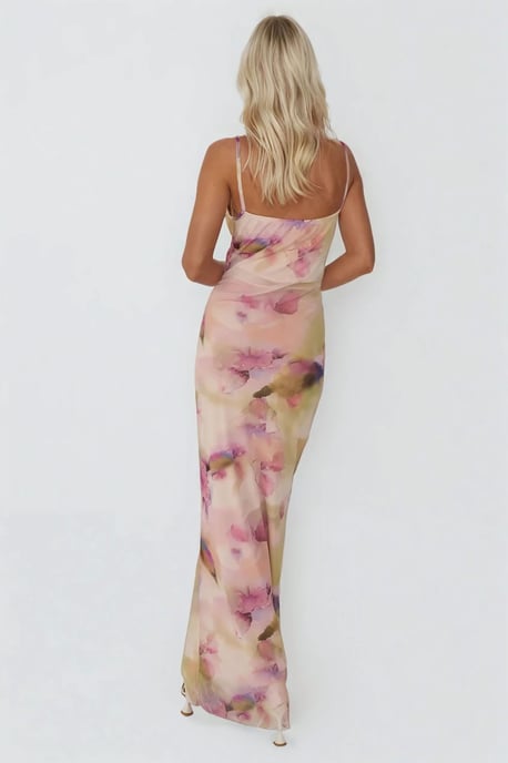Geprinte Bodycon Maxi Tulle Jurk - Image 5