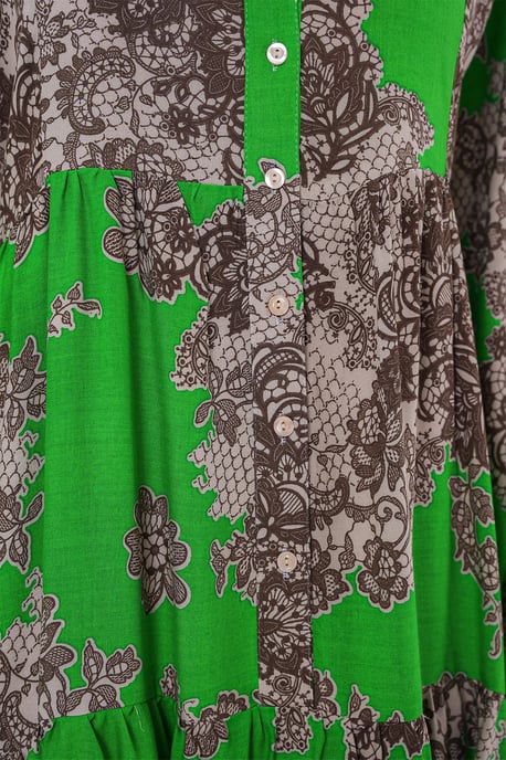 Geprinte V-hals Maxi-jurk met knoopsluiting - Image 4