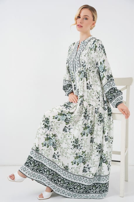 Geprinte V-hals Maxi-jurk - Image 2