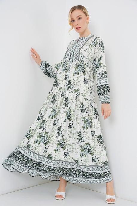 Geprinte V-hals Maxi-jurk - Image 4