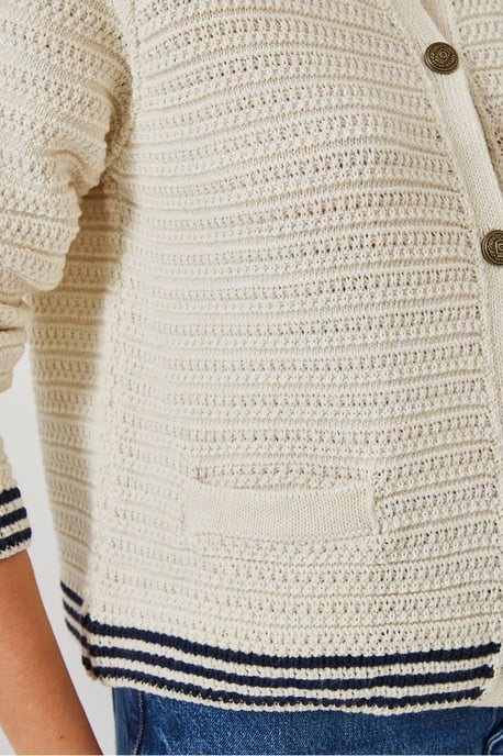 Textured Knitwear Cardigan with Button Closure and Pockets - Image 4
