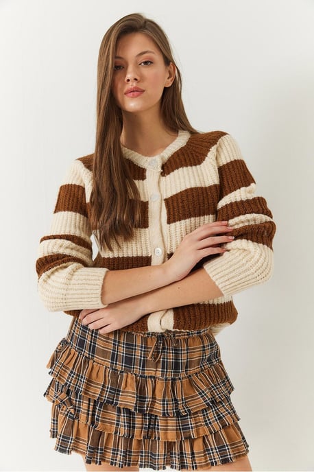 Gestreepte Gebreide Cardigan met Knopen Sluiting - Image 2