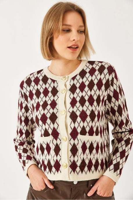 Jacquard Gebreide Cardigan met Zakken - Image 1