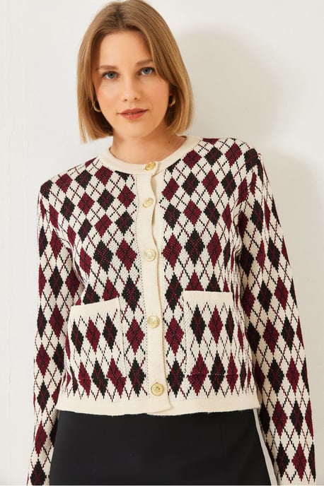Jacquard Gebreide Cardigan met Zakken - Image 1