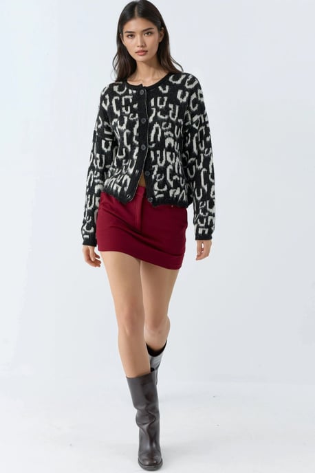Jacquard långärmad knapplöst cardigan - Image 4