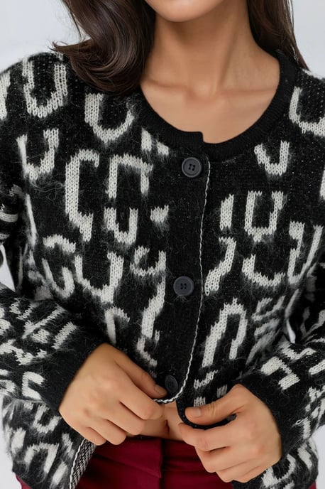 Jacquard långärmad knapplöst cardigan - Image 5