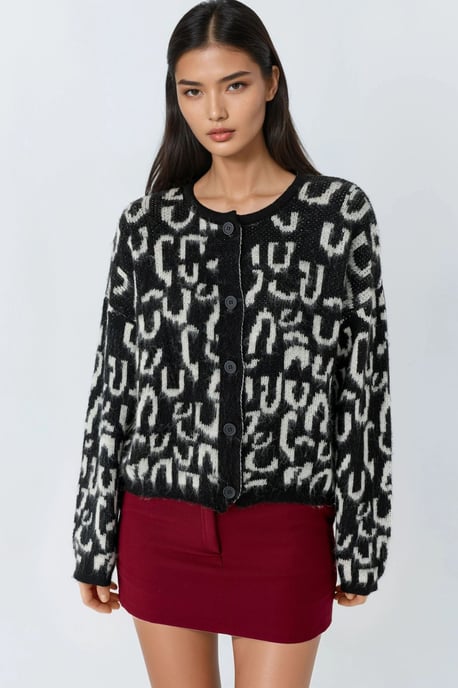 Jacquard långärmad knapplöst cardigan - Image 6