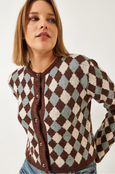 Ribbad kort cardigan med knappstängning - Image 2