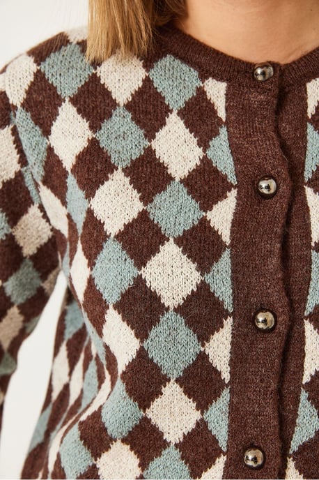 Ribbad kort cardigan med knappstängning - Image 3