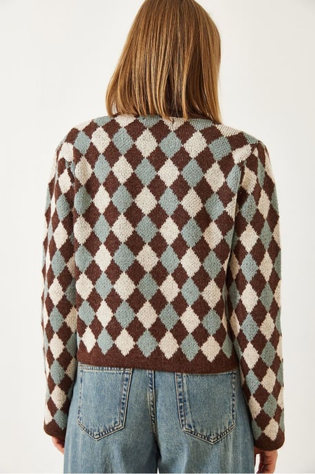 Ribbad kort cardigan med knappstängning - Image 4