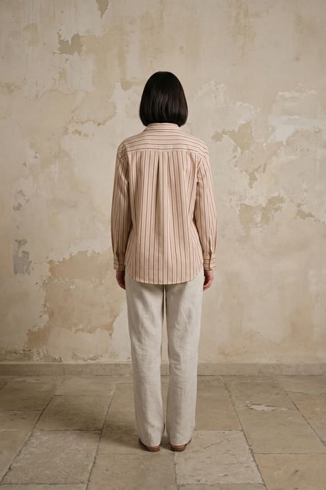 Striped Linen Blend Button-Up Shirt - Image 4