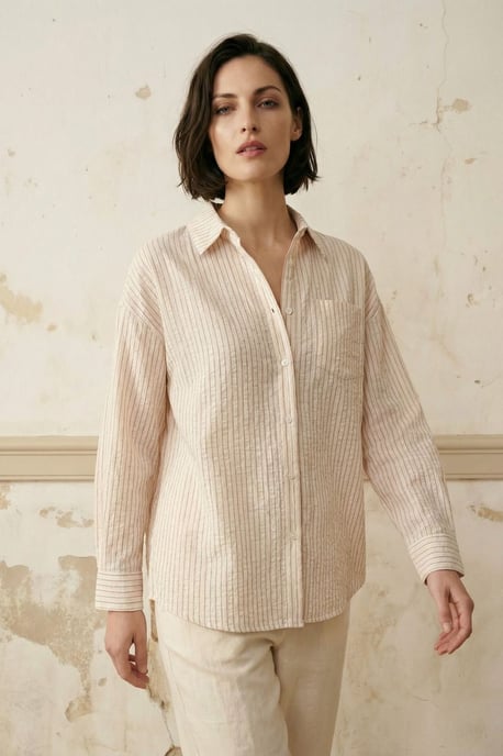 Striped Linen Blend Button-Up Shirt - Image 5