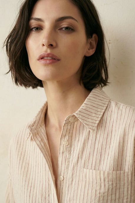Striped Linen Blend Button-Up Shirt - Image 6