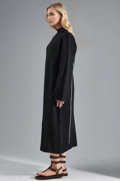 Polo Kraag Geribd Midi Brei Jurk - Image 4