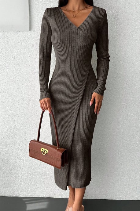 Ribbad Båtringad Bodycon Midiklänning - Image 3