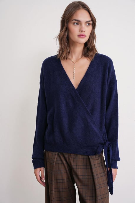 Geribde V-hals Strik-Voorkant Cardigan - Image 2