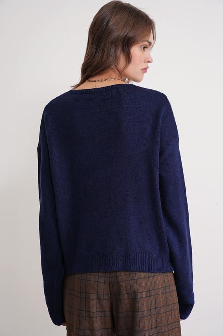 Geribde V-hals Strik-Voorkant Cardigan - Image 3