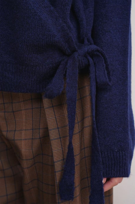 Geribde V-hals Strik-Voorkant Cardigan - Image 5