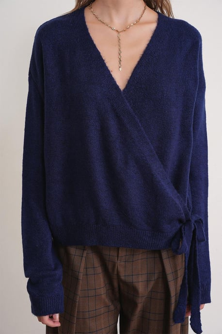 Geribde V-hals Strik-Voorkant Cardigan - Image 6