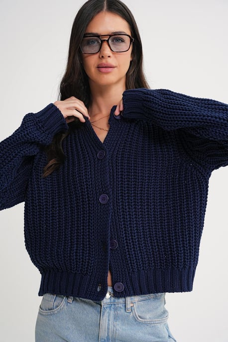Textured Ribbed Knit Cardigan with Buttons - Image 3