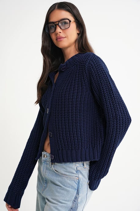 Textured Ribbed Knit Cardigan with Buttons - Image 4