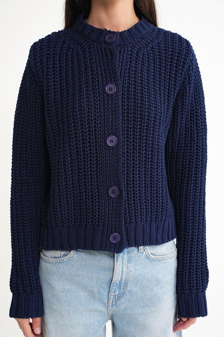 Textured Ribbed Knit Cardigan with Buttons - Image 5
