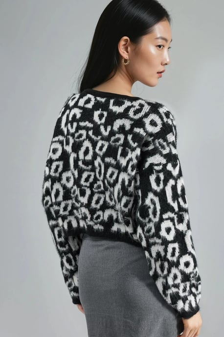 Luipaardprint Knopen Cardigan - Image 3