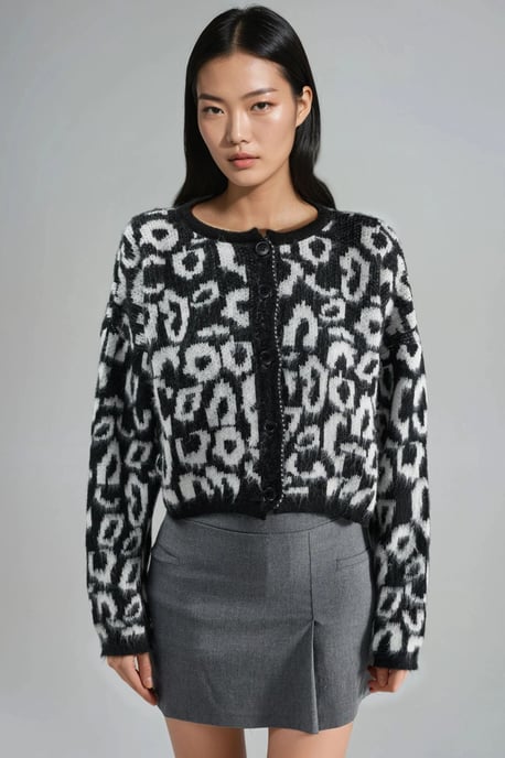 Luipaardprint Knopen Cardigan - Image 6