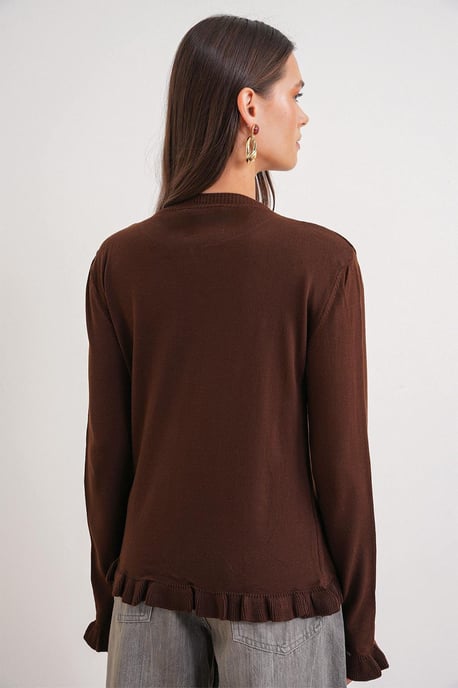 Volangribbad stickad cardigan - Image 4